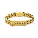 Lion Head Greek Key Wheat Chain Bracelet (316L Stainless Steel)