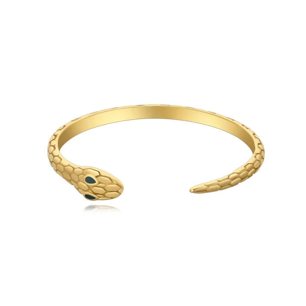 Textured Snake Cuff Bracelet (316L Stainless Steel)