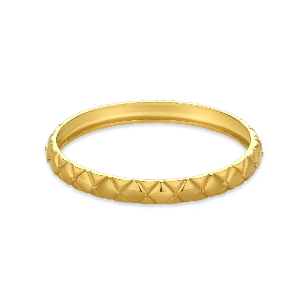 Pyramid Quilted Hinged Bangle (316L Stainless Steel)
