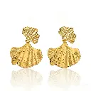 Double Ginkgo Leaf Drop Earrings (316L Stainless Steel)