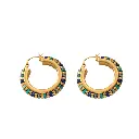 Multi-Stone Beaded Huggie Hoop Earrings (316L Stainless Steel)
