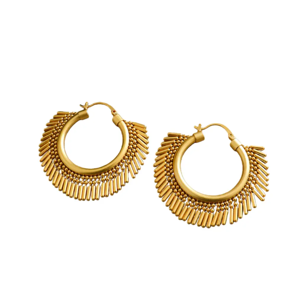 Fringe Fan Hoop Earrings (316L Stainless Steel)