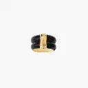 Black Enamel & Gold Ribbed Statement Ring (Brass)