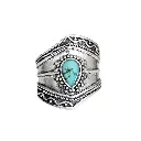 Boho Turquoise Tribal Wide Band Ring (Brass)