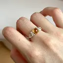 Citrine Floral Accent Band Ring (Brass)