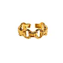 Chain Link Open Cuff Ring (Brass)