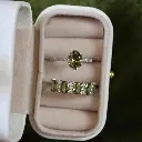 Olive Green CZ Stackable Ring Set (Brass)