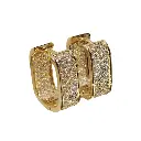 Full Pave CZ Rectangle Huggie Earrings (Brass)