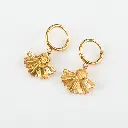 Textured Fan Drop Hoop Earrings (Brass)