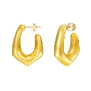 Thick Irregular U-Shape Stud Earrings (Brass)