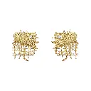 Irregular Mesh Hammered Metal CZ Stud Earrings (Brass)