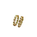 Two-Tone Green & Clear CZ Pave Huggie Hoop Earrings (Brass)