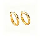 Hammered Concave Textured Gold Hoop Clip Earrings (Brass)