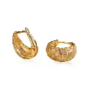 Vintage Rhombus Grid Pave CZ Chunky Huggie Earrings (Brass)