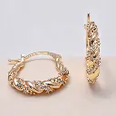 Twisted Rope Alternating CZ Pave Huggie Earrings (Brass)