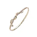 Pave CZ Snake Bangle with Emerald Eye (Brass)