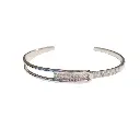 Sliding Pavé CZ Double-Bar Open Cuff Bangle (Brass)