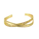 Twisted Filigree Milgrain Open Cuff Bangle (Brass)