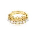 Crown‑Style Multi‑Pearl Twisted Rope Open Ring (925 Sterling Silver Base 18K Gold Plated)