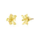 Brushed 3D Iris Flower Stud Earrings (925 Sterling Silver Base 18K Gold Plated)