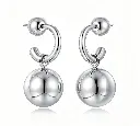 Chunky Ball Drop Hoop Earrings (316L Stainless Steel)