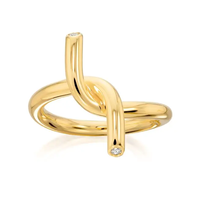 Sculptural Knot Double CZ Ring (316L Stainless Steel)