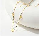 Clover & Heart Station Chain Necklace (925 Sterling Silver Base 18K Gold Plated)