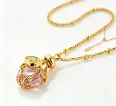 Pink Crystal Woven Cage Bottle Pendant Necklace (925 Sterling Silver Base 18K Gold Plated)