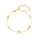 Star Moon Opal Station Bracelet (925 Sterling Silver Base 18K Gold Plated)