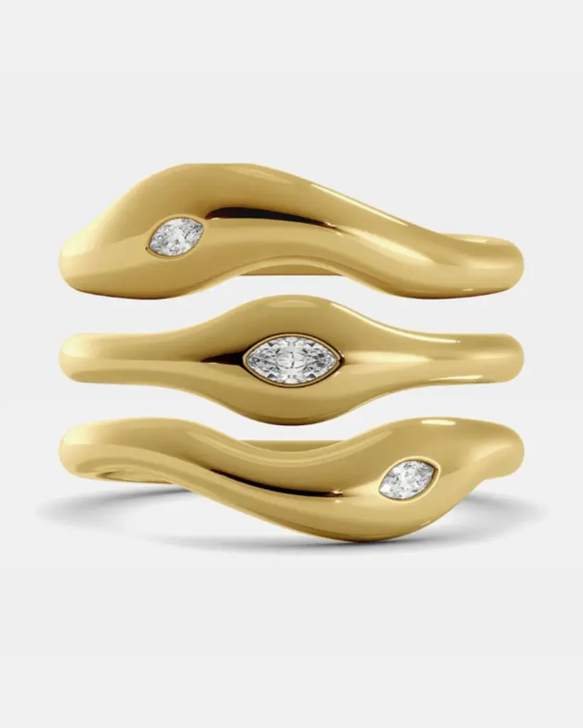 Triple Wave Marquise CZ Ring (316L Stainless Steel)