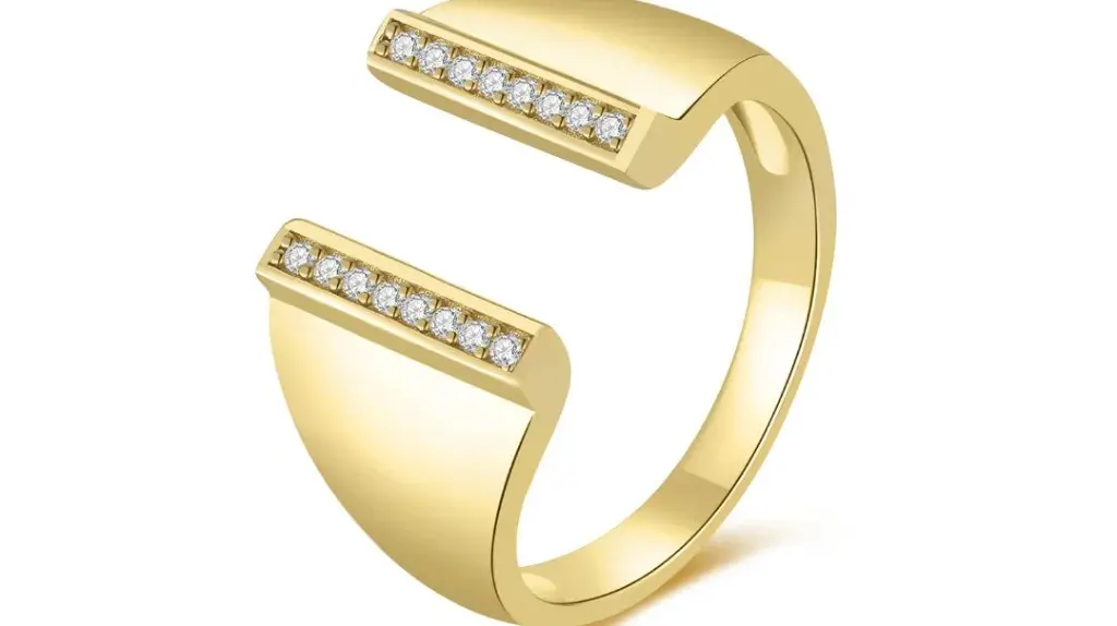 Double Bar Pavé CZ Open Ring (316L Stainless Steel)