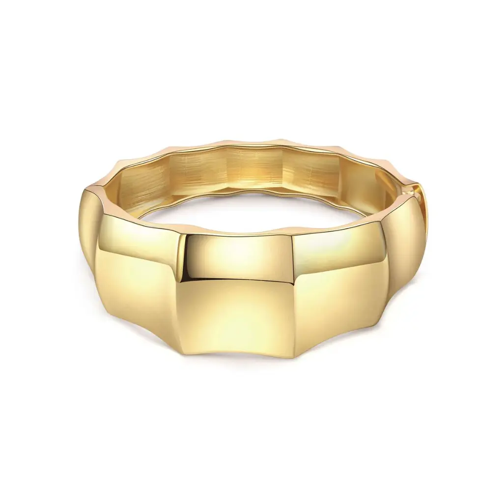 Faceted Geometric Wide Band Ring (316L Stainless Steel)