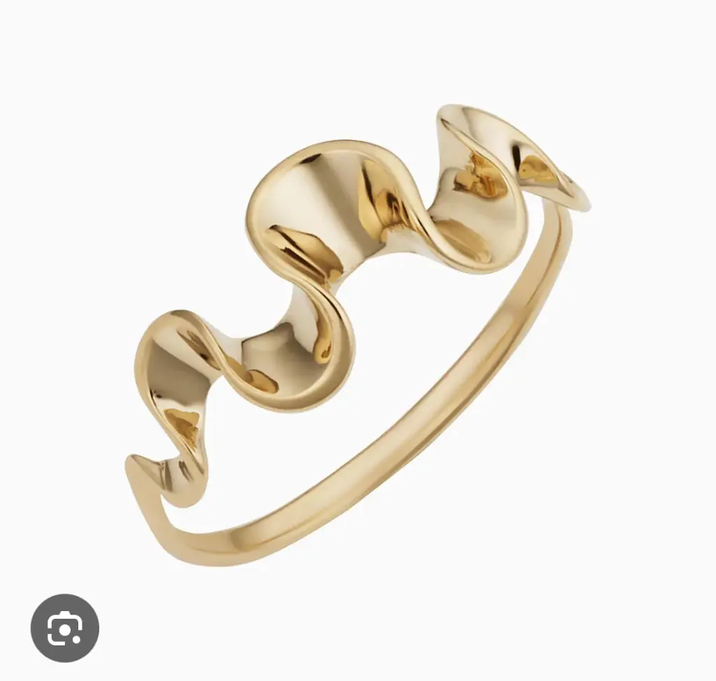 Sculptural Ruffle Wave Open Cuff Ring (316L Stainless Steel)