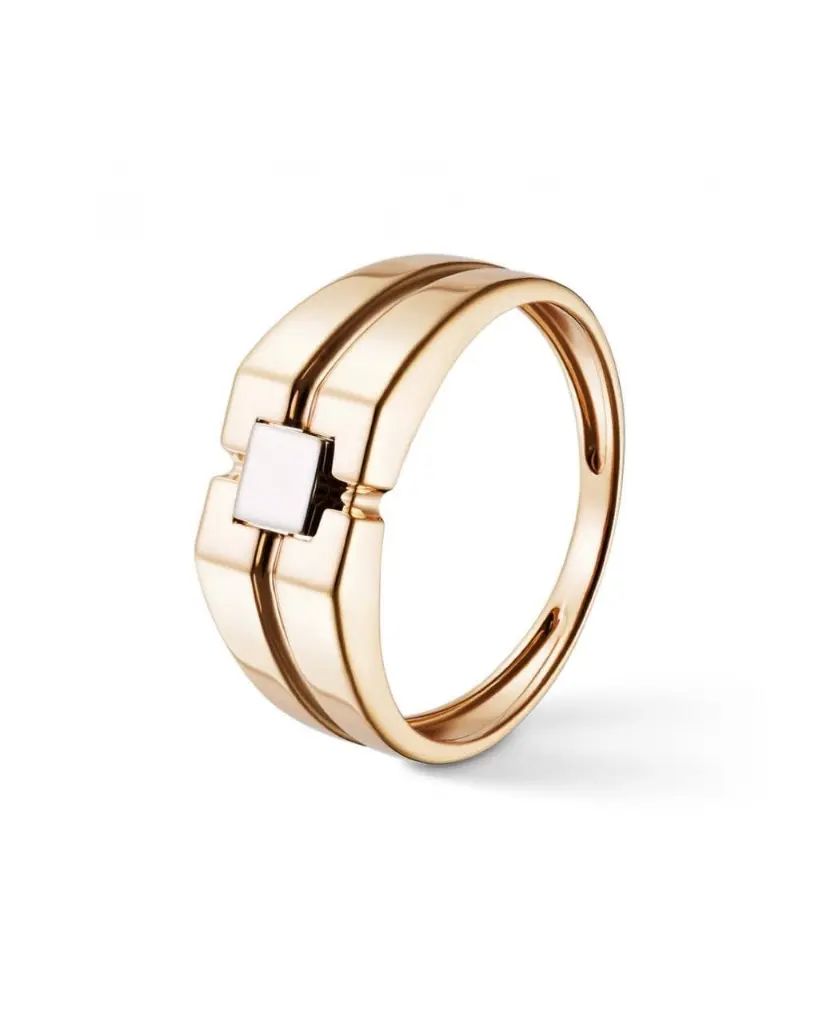 Geometric Square Inlay Wide Band Ring (316L Stainless Steel) 
