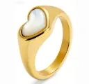 Mother of Pearl Heart Signet Ring (316L Stainless Steel)