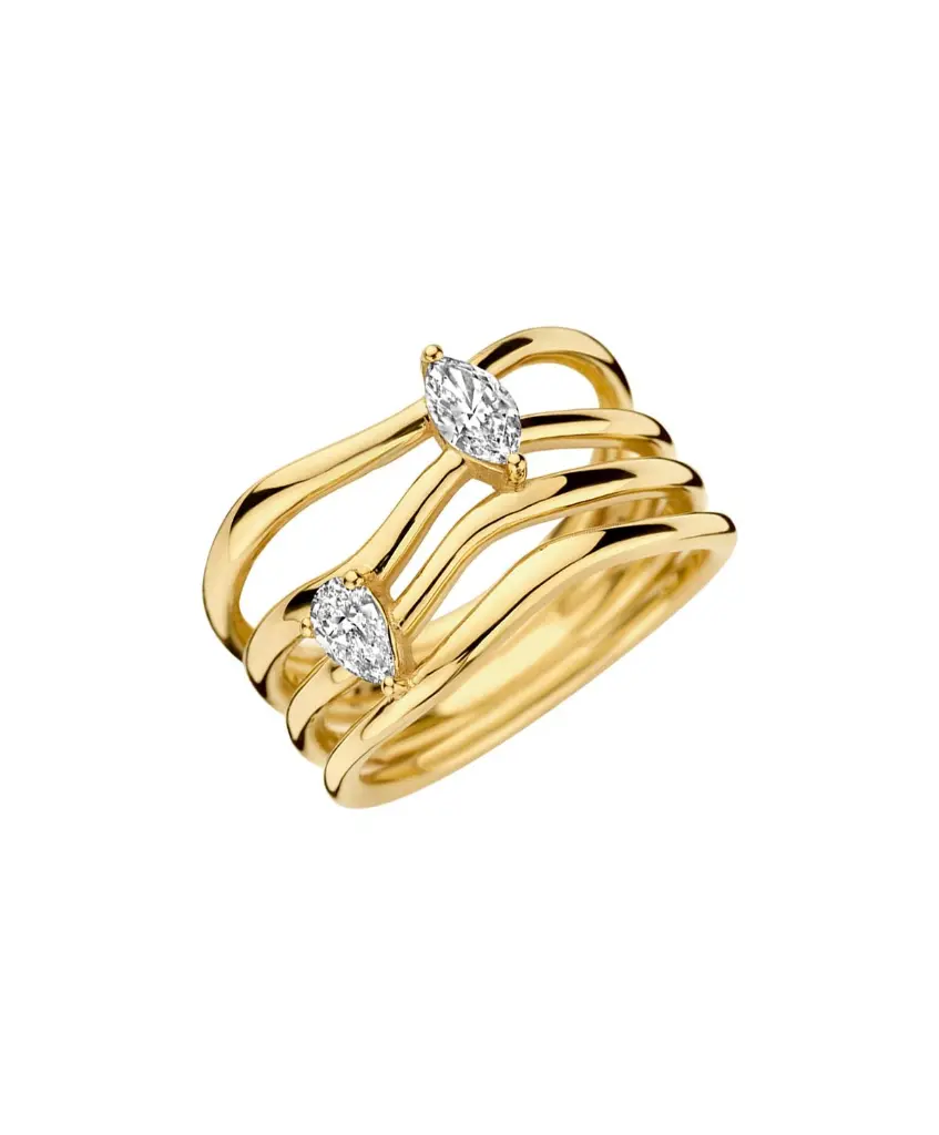 Multi-Band Pear & Marquise CZ Wrap Ring (316L Stainless Steel)