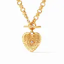 Fluted Heart Pendant Toggle Necklace (316L Stainless Steel)