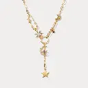 Celestial Star & Moon Y-Shaped Lariat Necklace (316L Stainless Steel)