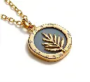 Palm Leaf Enamel Medallion Necklace (316L Stainless Steel)