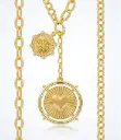 Rotating Heart Sunburst Lariat Necklace (316L Stainless Steel)