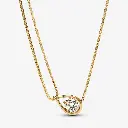 Modern Teardrop Solitaire CZ Box Chain Necklace (316L Stainless Steel)