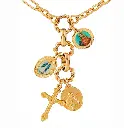 Religious Saint & Cross Multi-Charm Paperclip Chain Necklace (316L Stainless Steel)